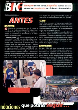 Mountain Bike - Antes, dentro y después de una competencia - Julio 1997