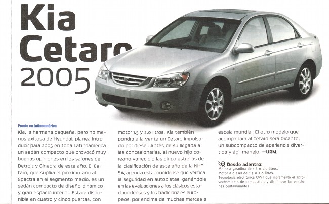 Kia Cetaro 2005 - Julio 2004