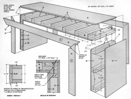 Clic en la imagen para ver más grande y claro - Construya una mesa parson