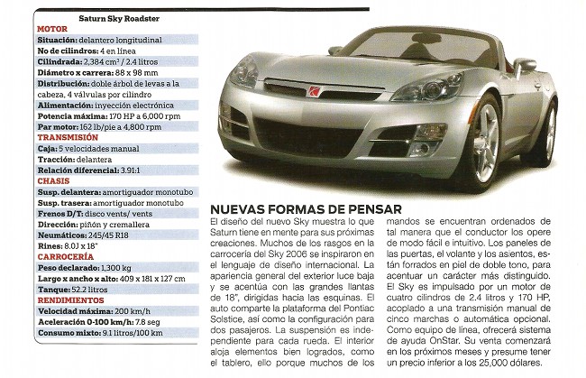 Saturn Sky Roadster - Febrero 2006