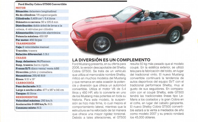 Ford Shelby Cobra GT500 Convertible - Febrero 2006